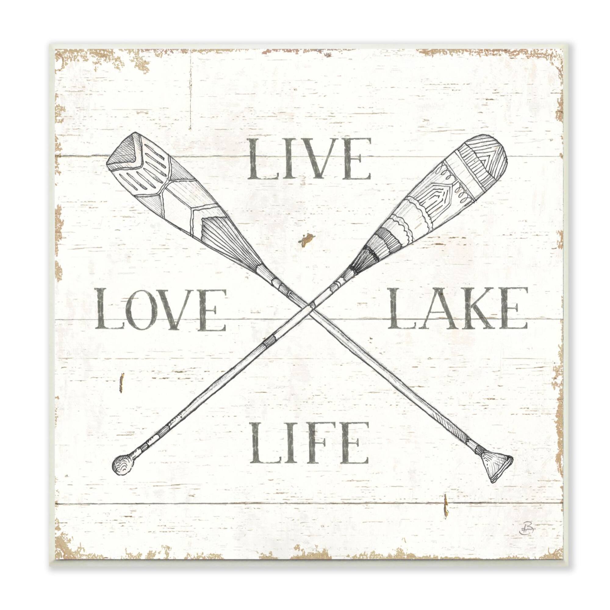 Stupell Industries Live Love Lake Life Oars Country Word Design Wood Wall Plaque